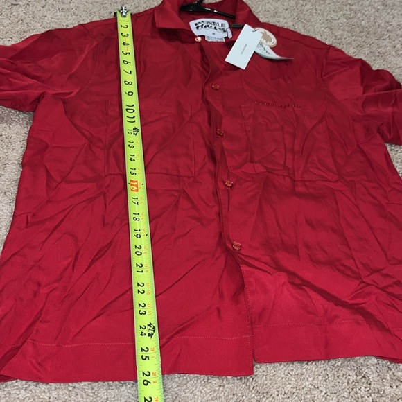 BOBBLEHAUS BH signature Tencel button up shirt in Chinese Red NWT - Picture 7 of 11